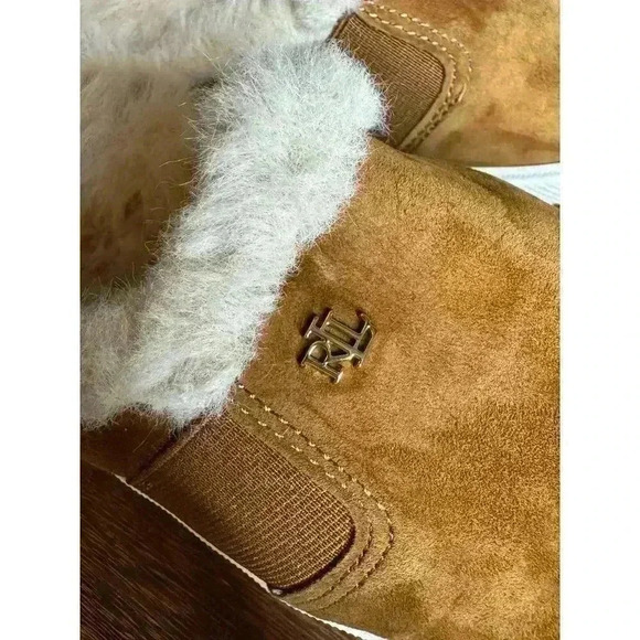 Lauren Ralph Lauren Brown Jinny Faux Fur Trim Mule Slide Slip On Sneaker 8.5/9W - Picture 6 of 7